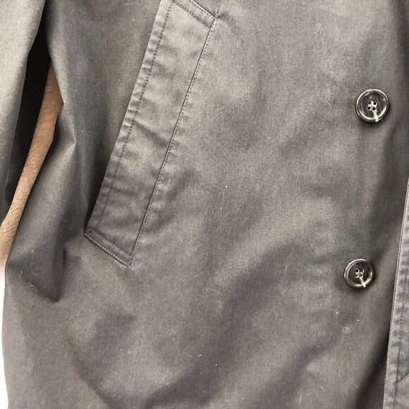 London Fog Mens Trench Coat 38R Black Maincoat Button Up Collarred Casual Travel - Picture 14 of 16